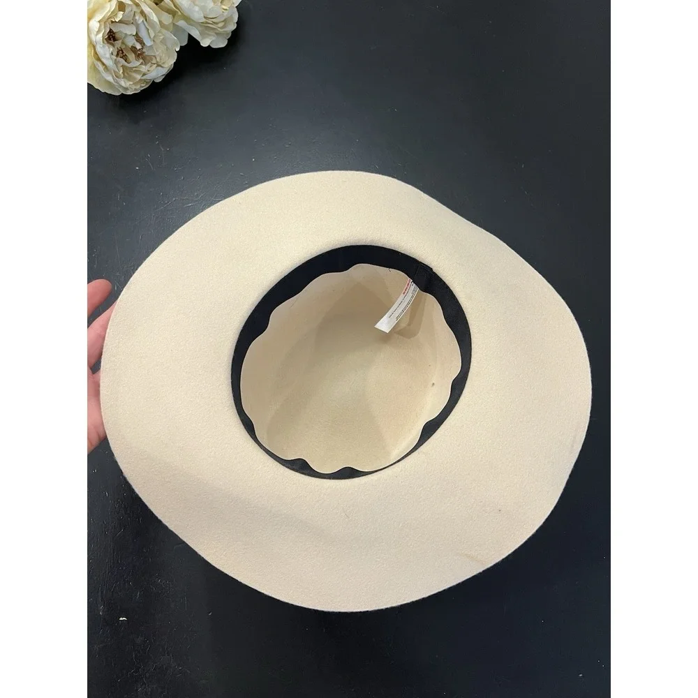 Urban Outfitters Cream 100% Wool Felt Buckaroo Style Western Boho Hat